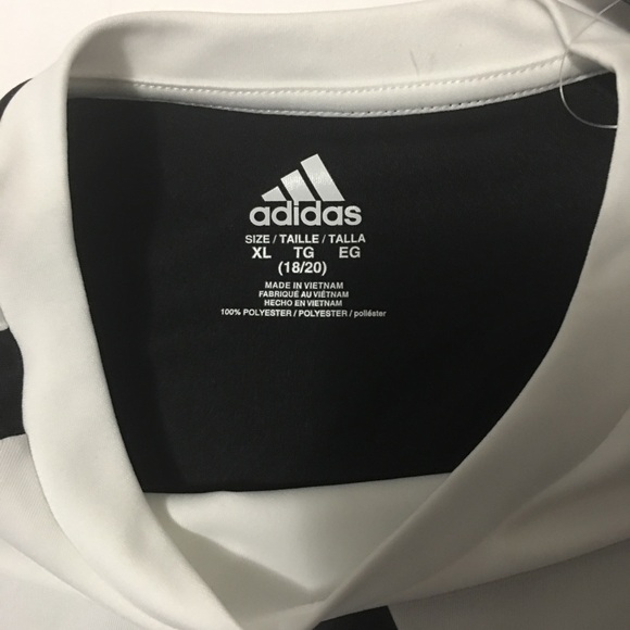 Adidas Boys Shirt Athletics Black White XL 18/20 - Picture 4 of 8